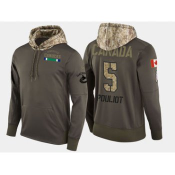 Nike Vancouver Canucks 5 Derrick Pouliot Olive Salute To Service Pullover Hoodie