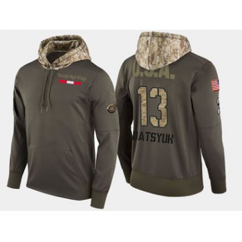 Nike Detroit Red Wings 13 Pavel Datsyuk Retired Olive Salute To Service Pullover Hoodie