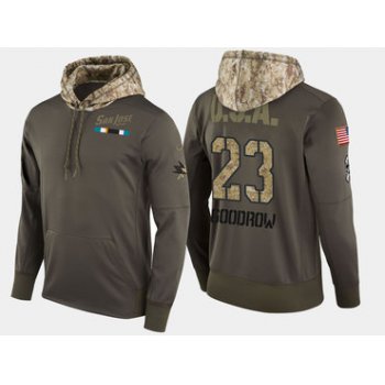 Nike San Jose Sharks 23 Barclay Goodrow Olive Salute To Service Pullover Hoodie