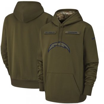 Men's Los Angeles Chargers Nike Olive Salute to Service Sideline Therma Performance Pullover Hoodie