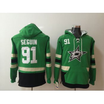 Men's Dallas Stars #91 Tyler Seguin NEW Green Pocket Stitched NHL Old Time Hockey Hoodie