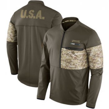 Nike Eagles Olive Salute to Service Sideline Hybrid Half-Zip Pullover Jacket