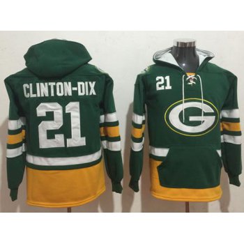 Nike Green Bay Packers #21 Ha Ha Clinton-Dix Green Gold Name & Number Pullover NFL Hoodie