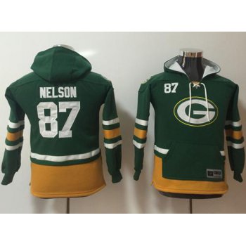 Nike Green Bay Packers #87 Jordy Nelson Green Youth Name & Number Pullover NFL Hoodie