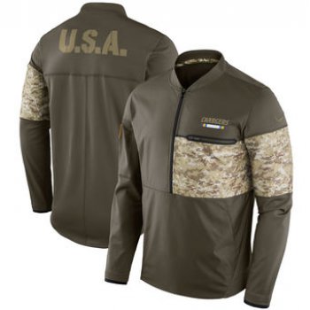 Nike Los Angeles Chargers Olive Salute to Service Sideline Hybrid Half-Zip Pullover Jacket
