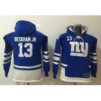 Youth New York Giants #13 Odell Beckham Jr NEW Royal Blue Pocket Stitched NFL Pullover Hoodie