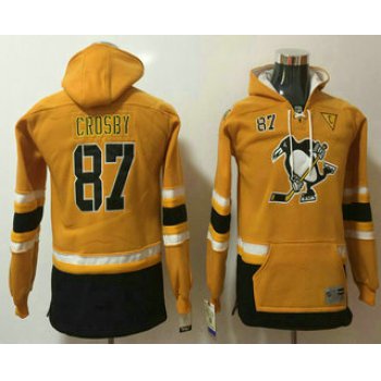 Youth Pittsburgh Penguins #87 Sidney Crosby Yellow 2017 Stadium Series Stitched NHL Old Time Hockey Hoodie