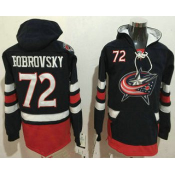 Men's Columbus Blue Jackets #72 Sergei Bobrovsky NEW Navy Blue Home Stitched NHL Old Tim Hockey Hoodie