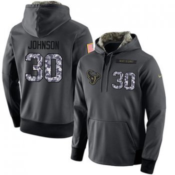 NFL Men's Nike Houston Texans #30 Kevin Johnson Stitched Black Anthracite Salute to Service Player Performance Hoodie