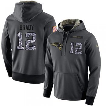 NFL Men's Nike New England Patriots #12 Tom Brady Stitched Black Anthracite Salute to Service Player Performance Hoodie