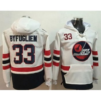Jets #33 Dustin Byfuglien White Name & Number Pullover NHL Hoodie