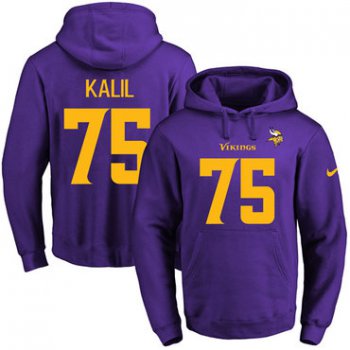 Nike Vikings #75 Matt Kalil Purple(Gold No.) Name & Number Pullover NFL Hoodie