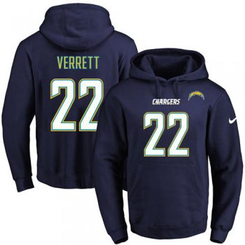 Nike Chargers #22 Jason Verrett Navy Blue Name & Number Pullover NFL Hoodie