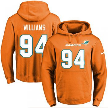 Nike Dolphins #94 Mario Williams Orange Name & Number Pullover NFL Hoodie