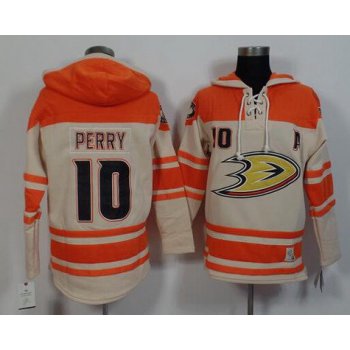 Men's Mighty Ducks Of Anaheim #10 Corey Perry Old Time Hockey Cream Hoodie