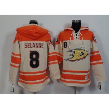 Men's Mighty Ducks Of Anaheim #8 Teemu Selanne Old Time Hockey Cream Hoodie