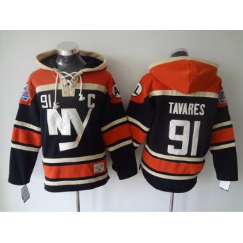 Men's New York Islanders #91 John Tavares Old Time Hockey 2015 Black Hoodie