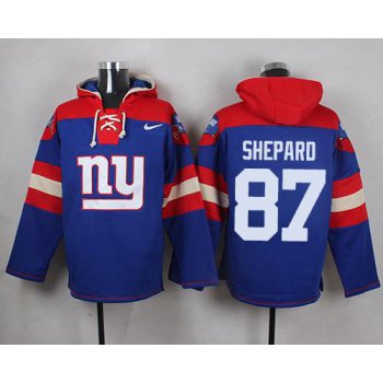 Nike Giants #87 Sterling Shepard Royal Blue Player Pullover NFL Hoodie