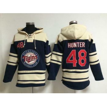 Men's Minnesota Twins #48 Torii Hunter Alternate Navy Blue MLB Hoodie