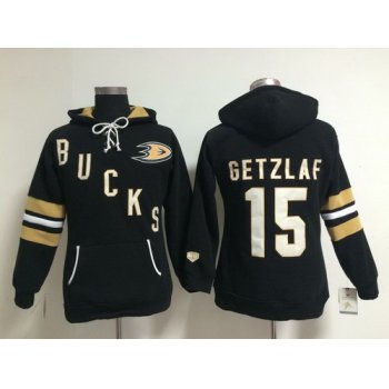 Old Time Hockey Anaheim Ducks #15 Ryan Getzlaf Black Womens Hoodie