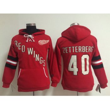 Old Time Hockey Detroit Red Wings #40 Henrik Zetterberg Red Womens Hoodie