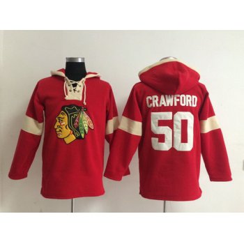 2014 Old Time Hockey Chicago Blackhawks #50 Corey Crawford Red Hoodie