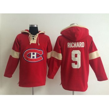 2014 Old Time Hockey Montreal Canadiens #9 Maurice Richard Red Hoodie