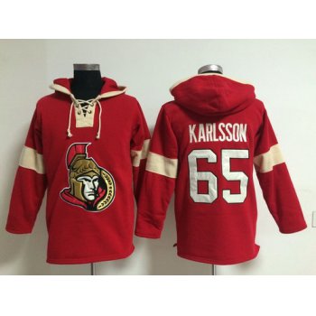 2014 Old Time Hockey Ottawa Senators #65 Erik Karlsson Red Hoodie