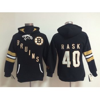 Old Time Hockey Boston Bruins #40 Tuukka Rask Black Womens Hoodie