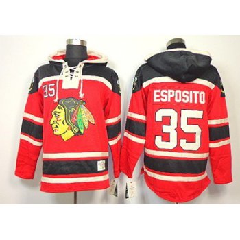Old Time Hockey Chicago Blackhawks #35 Tony Esposito Red Hoodie