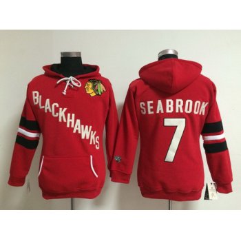 Old Time Hockey Chicago Blackhawks #7 Brent Seabrook Red Womens Hoodie