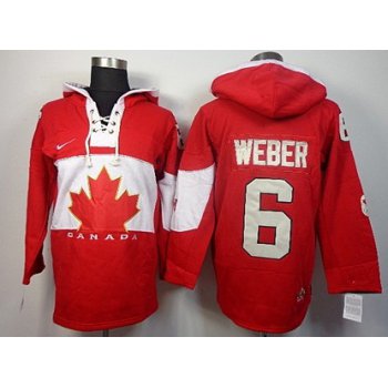 2014 Old Time Hockey Olympics Canada #6 Shea Weber Red Hoodie