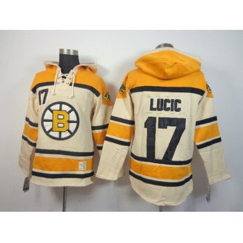 Old Time Hockey Boston Bruins #17 Milan Lucic Cream Hoodie