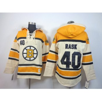 Old Time Hockey Boston Bruins #40 Tuukka Rask Cream Hoodie