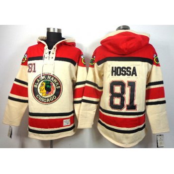 Old Time Hockey Chicago Blackhawks #81 Marian Hossa Cream Hoodie