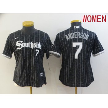 Women Chicago White Sox 7 Anderson City Edition Black Game Nike 2021 MLB Jerseys