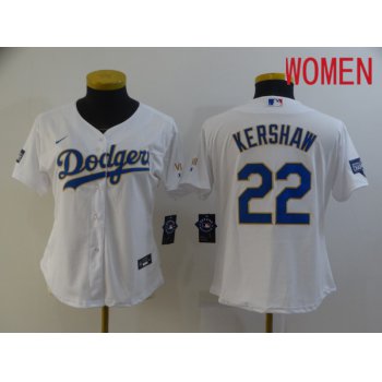 Women Los Angeles Dodgers 22 Kershaw White Game 2021 Nike MLB Jerseys