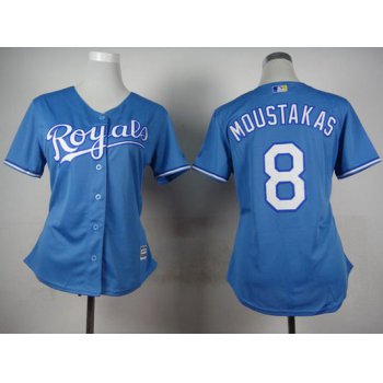 Women's Kansas City Royals #8 Mike Moustakas Light Blue Jersey