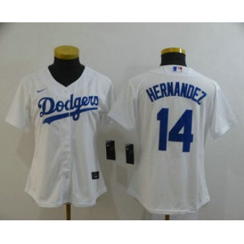 Women's Los Angeles Dodgers #14 Enrique Hernandez White Stitched MLB Cool Base Nike Jersey