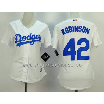 Women's Los Angeles Dodgers #42 Jackie Robinson White Retired Player 2015 MLB Cool Base Jersey