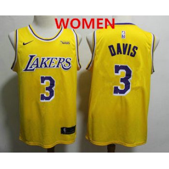 Women's Los Angeles Lakers #3 Anthony Davis 2019 Yellow Nike Swingman Wish Stitched NBA Jersey