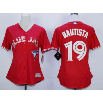Women's Toronto Blue Jays #19 Jose Bautista Red Canada Day New Cool Base Women Jersey