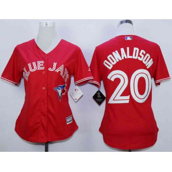 Women's Toronto Blue Jays #20 Josh Donaldson Red Canada Day New Cool Base Women Jersey