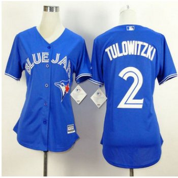 Women's Toronto Blue Jays #2 Troy Tulowitzki Alternate Blue 2015 MLB Cool Base Jersey