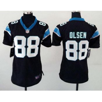 Women's Carolina Panthers #88 Greg Olsen Black Team Color NFL Nike Game Jersey