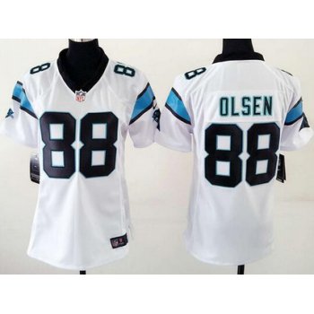 Women's Carolina Panthers #88 Greg Olsen White Road NFL Nike Game Jersey