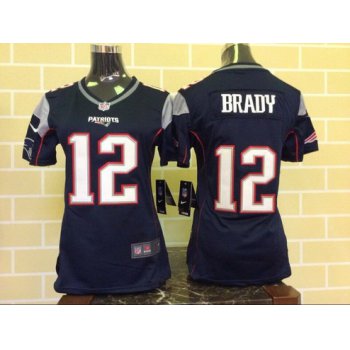 Women's New England Patriots #12 Tom Brady Navy Blue Team Color 2015 NFL Nike Game Jersey