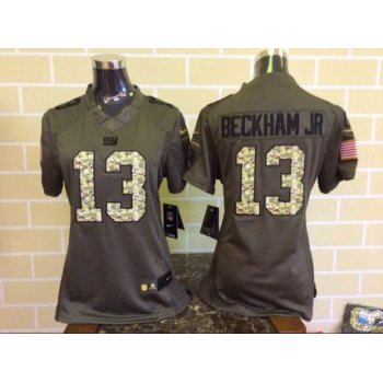 Women's New York Giants #13 Odell Beckham Jr Green Salute To Service 2015 NFL Nike Limited Jersey