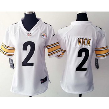 Women's Pittsburgh Steelers #2 Michael Vick White Road NFL Nike Game Jersey