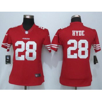 Women's San Francisco 49ers #28 Carlos Hyde Scarlet Red Team Color NFL Nike Limited Jersey